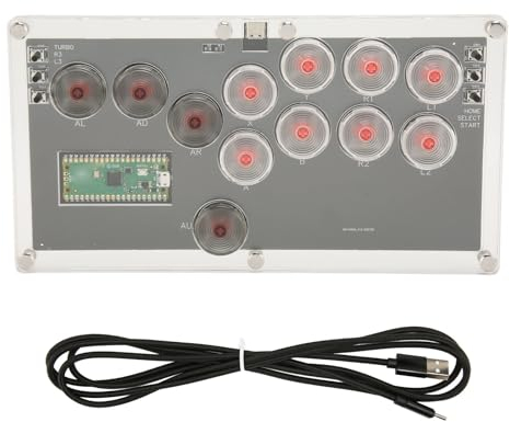 Fockety Fight Stick, Hot Swap Mechanical Switch Fight Game Controller Joystick für Fighting Box mit RGB-LED-Licht USB-Anschluss, Flatbox Fighting Stick Game Controller Joystick