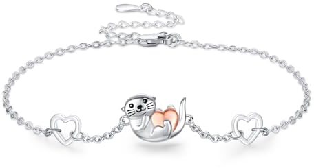 StoryEtain Otter Armband 925 Sterling Silber Armband Verstellbar Otter Armkette Otter Schmuck Geschenk für Damen Mädchen