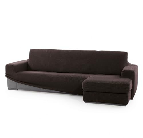 SOFASKINS® super elastischer Chaise Longue überzug, Sofabezug Kurze rechte Armlehne, Sofa überzug atmungsaktiv, bequem und langlebig, Kompatible Abmessungen des Sofas (210-340 cm), Farbe braun