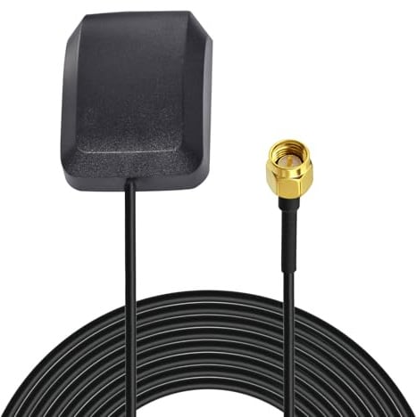 Superbat Aktive GPS Antenne 1575,42MHz SMA-Stecker, 3m RG174-Kabel | Fahrzeug-Tracking-Antenne mit wasserdichtem Gehäuse und 28dB LNA | Für Navigation, GPS-Tracker, Telematik, DVR, Auto und LKW