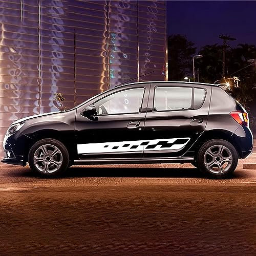 Karosserie Kofferraum Dekoration Aufkleber Taille Linien Aufkleber Tür Seitendekor Aufkleber für Dacia Sandero 2 Stepway RS,B-White