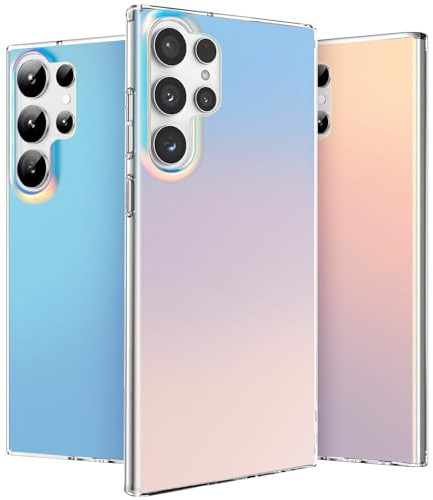 nicekool Hülle für Samsung Galaxy S23 Ultra 5G, Dünn Stoßfest HandyHülle Irisierend Farbverlauf Case Kratzfeste Rückseite Durchscheinende Matt Schutzhülle, Holographique Farbverlauf