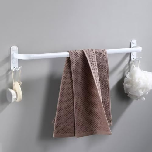 Porte-Serviettes Mural avec 2 Crochets Porte Serviettes Salle de Bain Etagères Serviette en Aluminium pour Salle de Bain et Cuisine Blanc 1 Couche 60cm