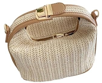 THINCAN Bolso cruzado tejido de paja de gran capacidad, bolso de hombro para niñas y mujeres, bolso cuadrado pequeño, beige