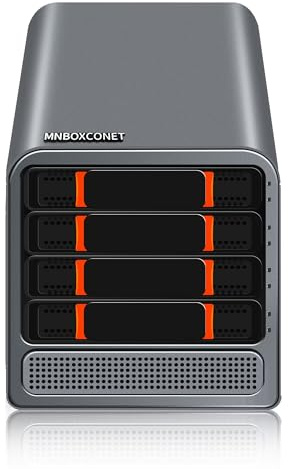 MNBOXCONET Mini PC N100 Nas 4 Bay Server Quad-Core,3-in-1 Micro PC Computer DDR5 8GB RAM 256GB NVMe SSD, SPK/MIC, SJR2 Dual 2.5GbE i226V LAN Soft Router, Hot Swapping HTPC Network Security
