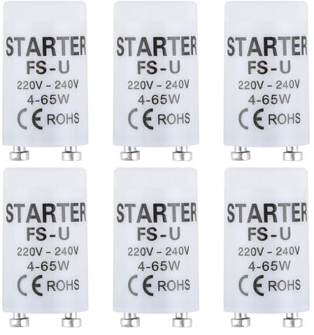 6 Starter Leuchtstoffröhre, Universalstarter für Leuchtstoffröhren ST111, 4-65W, 220-240V, Langlebiger und zuverlässiger Starter für Leuchtstofflampen, Geeignet für Haushalt und Gewerbe (6 pcs)
