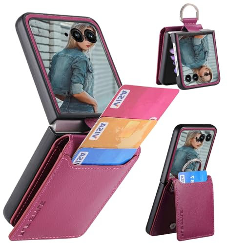 CCSmall Schutzhülle für Motorola Razr 50 Ultra, Brieftasche mit Kartenhalter, PU-Leder, Schutzhülle mit Diamantring, Klapphülle für Motorola Moto Razr + 2024/Razr 50 Ultra LZW, Lila