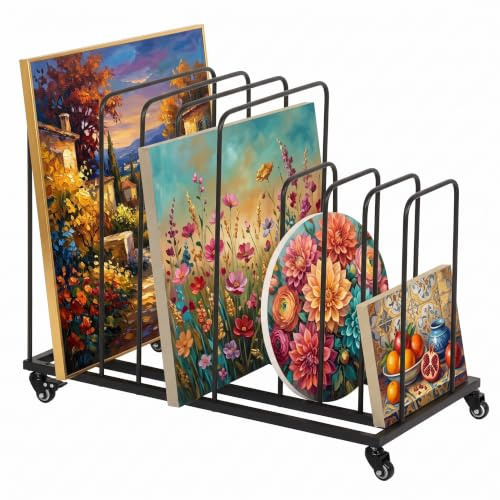 uyoyous Mobile Kunst-Trockengestell 85×69×44cm Trockengestell für Kunst | Einstellbares Intervall Kunst Trocknen Rack mit Rollen Bremse für Kunstwerken, Drucken, Kunst Leinwänden (Schwarz)