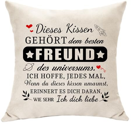 Hasodeo Original Freund Geschenke Idee Freundschaft Geschenke für Männer Freund Geburtstag Valentinstag Weihnachten Geschenke Personalisierte Bester Freund Kissenbezug Dekoration (Freund)