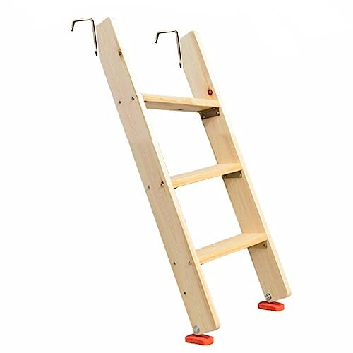 Trittleitern Etagenleiter für Wohnmobilbett aus Holz, verdickte breite Stufen, Dachbodenleitern für Wohnheime, Hängeleiter mit Haken und rutschfesten Fußpolstern, 150 kg Tragfähigkeit (Größe