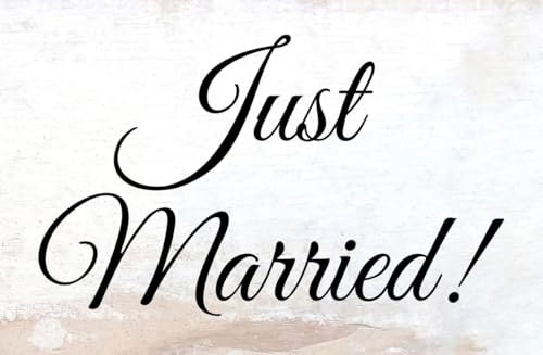 mrdeco Targa in legno 12 x 18 cm Just Married Vintage Retro Legno Targa