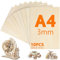 10 Stück A4 Sperrholz, 300mm x 210mm Sperrholzplatte, Sperrholzplatte 3mm, Holzplatten zum Basteln, Geeignet für Schnitzen, Modellbau, Laserschneiden, Brandmalerei, Dekorieren, Gemälde
