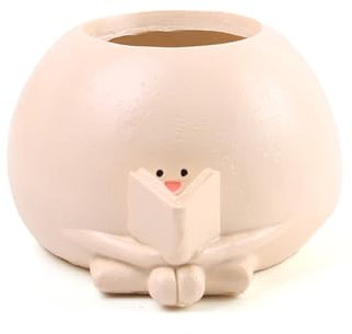 Tonidos Flower pot smiley face reading book shape plant container garden crafts, creative desktop decoration ornaments suitable for bedroom garden