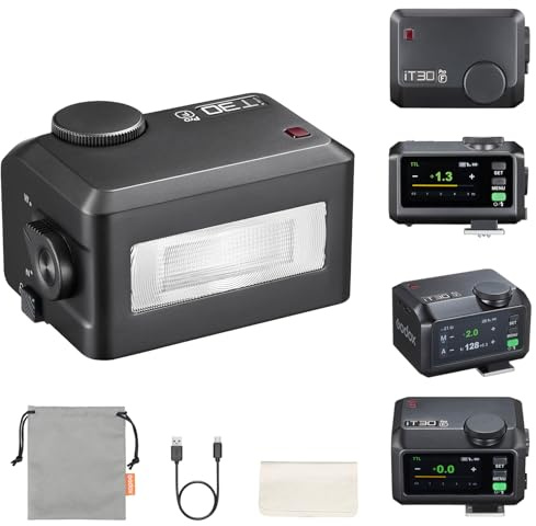 Godox iT30Pro-F Mini TTL External Camera Flash for Fujifilm, 2.8 Full-Color Touchscreen, 2.4G X Wireless 1/8000 HSS Speedlight, 1.5s Recycle, 560 Full Power Flashes with Rechargeable Battery (Black)