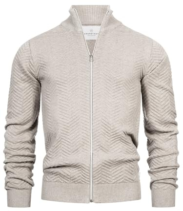 KRONSTADT Herren KSCarlo Zip Strickjacke mit Stehkragen und Reißverschluss | Klassischer Zip Cardigan für Business und Alltag, Feinstrickjacke, Herrenjacke, Freizeitjacke, Strickoberteil für Männer