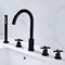 DECAKE Mitigeur de Baignoire 3 Trous, pommeau de Douche Noir et Flexible pour robinets de Baignoire, mitigeur d'eau Chaude et Froide de Salle de Bain