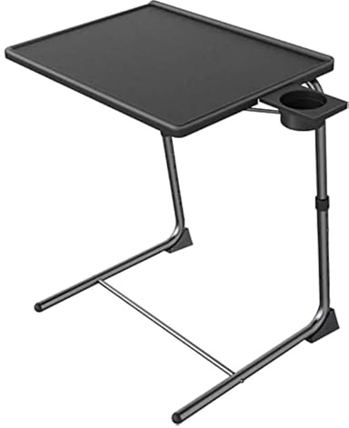Table de lit Pliante, Plateau TV réglable - Plateau TV for lit et canapé, Table Pliante Confortable avec 6 réglages de Hauteur et 3 réglages d'angle d'inclinaison (Noir)(Black)