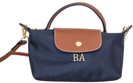 Generisch Personalisierte Mini-Nylon-Umhängetasche mit gestickten Initialen – Kleine Shopper-Tote – Individuelles Geschenk – Crossbody Bag