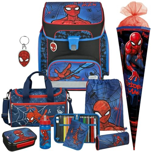 Pridera Spiderman - SCOOLI Undercover EasyFit Schulranzen-Set 9tlg. mit SCHULTÜTE, Sporttasche, BROTDOSE und TRINKFLASCHE