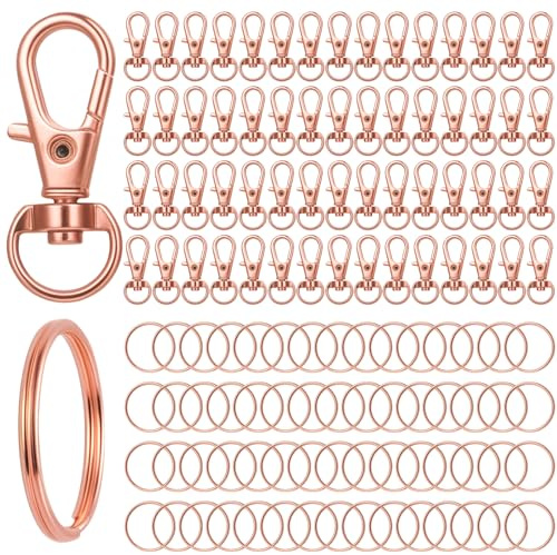 nyckelringar och snabbkopplingskrokar Nyckelring med karbinhake för DIY-smyckestillverkning (120, Rose Gold)