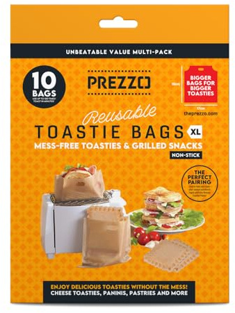 Toastie Bags for Toaster | 100+ Uses | Extra-Large 17x19cm | Non-Stick, Heat-Resistant & Easy Clean | Perfect for Larger Toasties, Paninis & Snacks | For Toasters, Air Fryers & Grills