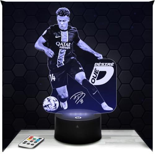 Lampephoto.fr - Lampe Désiré Doué Nachtlicht Französischer Fußball | Made in France, Sockel & Größe wählbar, dimmbar, Batterie-/USB-Betrieb, HD-Lasergravur, Geschenk für Fußballfans