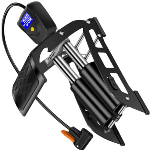 HOODANCOS Tragbare Pedal Luftpumpe aus Kohlenstoffstahl mit Fußpumpe für Basketball und Yogaball Multifunktional und Schwarz für Präzisen Fahrradluftdruck
