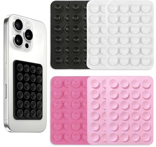 8 Cover per Telefono in Silicone con Ventose, 5,5 x 8 cm, Modalità Senza Mani, Adesione Forte, Cover Adesiva & Supporto per Telefono con Ventose, Compatibile con Tutti i Telefoni, 4 Colori