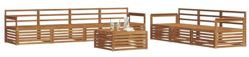 vidaXL Outdoor-Sofagarnitur 8 pcs Natur, Gartenlounge, modernes Outdoor-Sofa-Set, langlebige Terrassenmöbel, Bequeme Sitzmöglichkeiten
