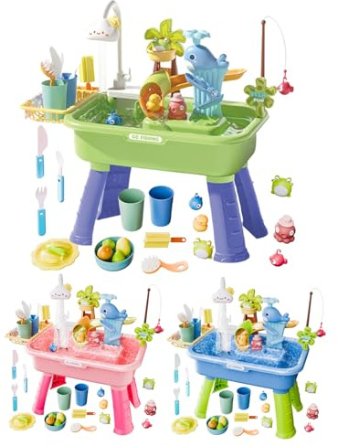 Genérico Mesa de Agua para niños | Set de de - 4 en 1 Bebedero Infantil con Agua Corriente y Bomba - para Niños y Niñas de 4 a 8 Años, Piscina Exterior, Cumpleaños