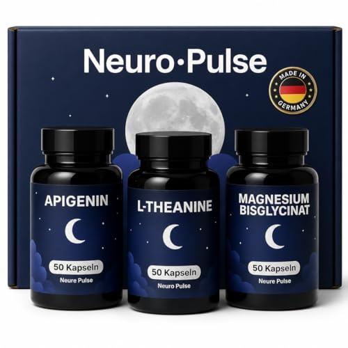 Better Sleep Bundle: Apigenin, Magnesium Bisglycinat, L-Theanine, 50 Kapseln je Nahrungsergänzungsmittel (Small)
