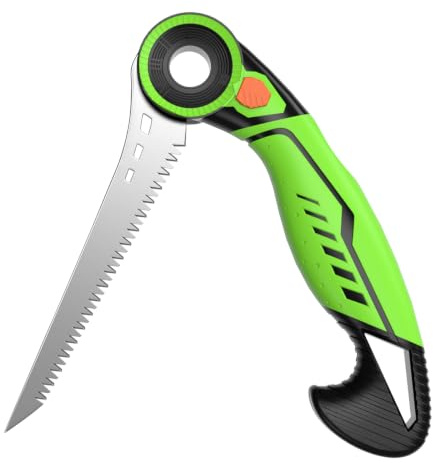 AIRAJ Pruning Saw for Tree Trimming,Folding Saw with SK5 Steel Blade,4 Adjustable Cutting Angles,Pruning Hand Saw with Ergonomic Non-Slip Handle and Safety Lock,Fine Tooth Hand Saw for Gardening