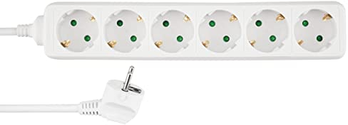 REV Steckerleiste, Mehrfachsteckdose 6fach, Kabel 1,4m, max. 3500W, Weiss