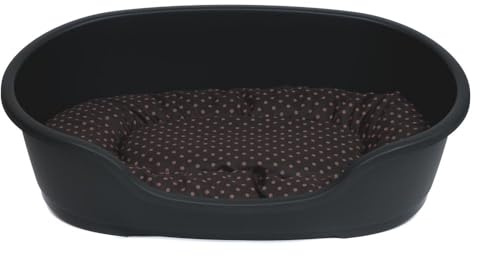 Hundekorb 48 cm - 125 cm mit Kissen / 71 cm Korb anthrazit - Tupfen braun