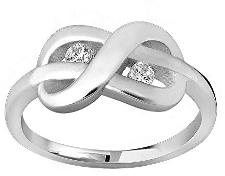 MATERIA Schmuck Damen Ring Unendlichkeit Schleife silber - 925 Silber Ring Zirkonia weiß inkl. Ring Box #SR-38, Ringgrößen:57 (18.1 mm Ø)