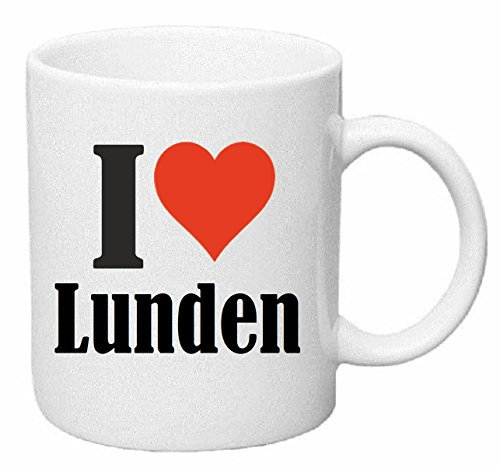 Reifen-Markt Kaffeetasse I Love Lunden Keramik Höhe 9,5cm ? 8cm in Weiß