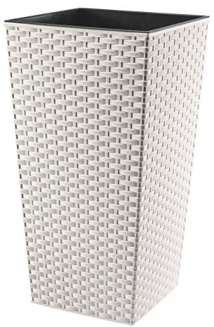Rattan Blumentopf Übertopf Pflanzkübel Blumenkübel- UV - Beständig 30x30x56 cm weiss