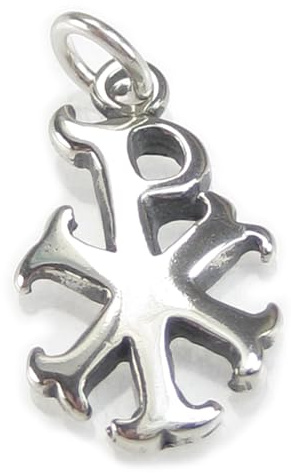 Griechisches Christussymbol Sterling Silber Charm .925 x 1 Labarum Chi-Rho