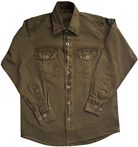 Bushfire Herren Hemd, Outdoor Langarm, Oliv (S, Oliv)