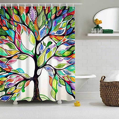 Violetpos Baum des Lebens Bunte Baum Duschvorhang Badezimmer Dekorative 90 x 180 cm