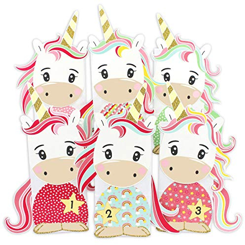 Papierdrachen - Einhorn Adventskalender zum Befüllen - zum selber basteln - mit 24 Tüten zum individuellen Gestalten und zum selber Füllen - Weihnachten für Mädchen und Jungen