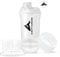 Eiweiß Shaker 700 ml mit 2 Tabletten und Pulver Fächer - Deluxe Protein Shaker, BPA frei mit Sieb und Skala für Whey und BCCA Shakes, Gym Fitness Becher für Isolate und Diät Sport Konzentrate Weiß Cup