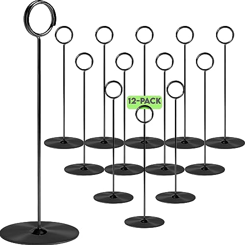 Lot de 12 porte-cartes de table, 20,3 cm de haut, nickel noir, porte-cartes de table, porte-cartes de table, porte-menu, pince à harpe, porte-recettes, porte-cartes réservé pour restaurant, mariage,