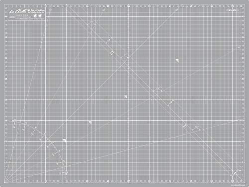 La Canilla ® - Selbstheilende Schneidematte A2 (60x45cm) Zentimeter und Zoll (beidseitig Bedruckt) 5 Schichten Recycling-PVC für Nähen, Basteln und Patchworken - Professionell Cutting Mat (Grau)