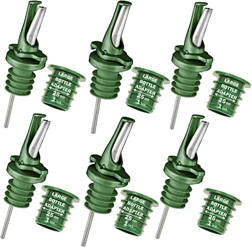Dispenser per olio UK - Tappo per bottiglie di olio d'oliva con dispenser - Tappo per bottiglie d'olio apribile e chiudibile - Mantiene l'olio fresco evitando l'appannamento - Verde - Confezione da 6