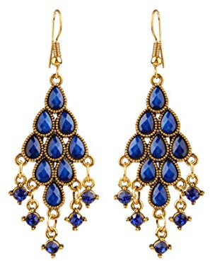 YAZILIND Dangle Ohrringe Boho Angelhaken Ohrringe Statement Bohemian Quasten Dangle Eardrop Schmuck Geschenk für Frauen Marineblau