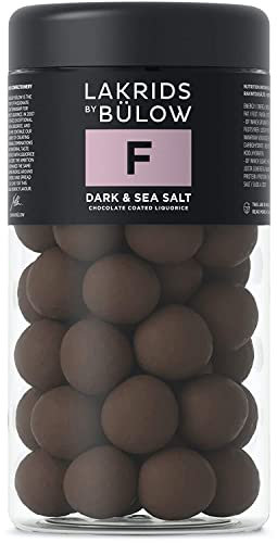 LAKRIDS BY BÜLOW - F - DARK & SEA SALT - 295g - Dänische Gourmet Lakritz-Kugeln - Süßer Lakritzkern umhüllt von Dunkler Schokolade & Meersalzflocken