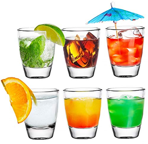 PLATINUX Shotgläser Set 6 Teilig Schnapsgläser klassisch 2,5cl Pinnchen Tequilagläser Wodkagläser aus Glas