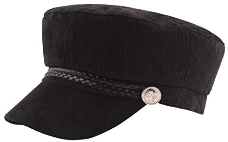 RUICHENG Schirmmütze Damen Kappe Cord Flatcap Mütze Vintage Schiffermütze (Schwarz)
