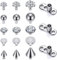 14G Acier Chirurgical Fileté en Interne Dermal Anchor Base Microdermals Piercing pour Femmes Hommes, 14-19Pcs Cubique Zircone Dermal Anchor Tops 2.5mm 3mm 4mm (A)